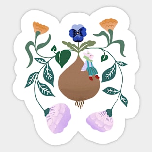 Gardener Bunny with flower bulbs Sticker